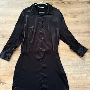 Zara black dress. Silky size XL. Wore once. Excellent condition